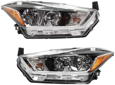 Set Of 2 Front Head Light Assembly Plastic Left Driver & Right Passenger Side Direct Replacement Compatible With 2018-2020 Nissan Kicks NI2503264 NI2502264 260105RL0A 260605RL0A