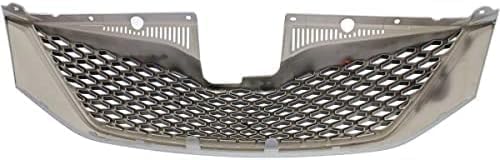 Front Grille Assembly Chrome Shell And Black Insert Plastic Direct Replacement Compatible With 2011-2017 Toyota Sienna TO1200356 5310108120
