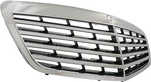 Front Grille Assembly Chrome Shell With Primed Insert Plastic Direct Replacement Compatible With 2010-2013 Mercedes Benz S-Class MB1200156 22188004839040