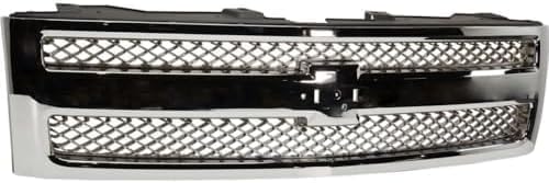 Front Bumper Impact Bar Steel + Grille + Lower Valance Air Deflector + Extension + Headlight Left & Right Side Direct Replacement Compatible With 2007-2013 Chevrolet Silverado 1500