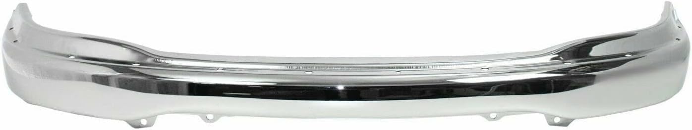 Front Bumper Chrome Steel + Upper Cover Primed + Lower Valance Textured with Fog Light & Tow Hook Holes Direct Replacement Compatible With 1999-2003 Ford F-150/1999-2002 Expedition