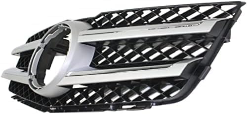 Front Grille Primed Shell And Insert With Chrome Molding & Aluminum Trim Direct Replacement Compatible With 2010-2015 Mercedes Benz GLK350 / 2013-2015 GLK250 MB1200161 20488008839776