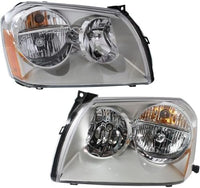 Set Of 2 Front Headlight Assembly With Chrome Interior Right Passenger & Left Driver Side Direct Replacement Compatible With 2005-2007 Dodge Magnum CH2502165 CH2503165 4806059AG-PFM