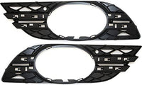 Set Of 2 Front Fog Light Molding Primed Plastic Left Driver & Right Passenger Side Direct Replacement Compatible With 2007-2009 Mercedes Benz E-Class MB1039115 MB1038115