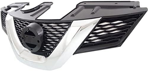 Front Grille Primed With Chrome Molding Plastic Direct Replacement Compatible With 2014-2015 Nissan Rogue NI1200258 623104BA0A