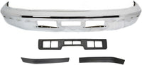 Front Bumper Chrome + Moldings Center + Left Driver & Right Passenger Side Direct Replacement Compatible With Ford F-Series/Bronco 1992-1996 FO1002254 FO1057272 FO1058271 FO1059271