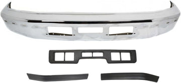 Front Bumper Chrome + Moldings Center + Left Driver & Right Passenger Side Direct Replacement Compatible With Ford F-Series/Bronco 1992-1996 FO1002254 FO1057272 FO1058271 FO1059271
