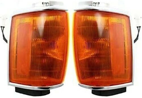 Set Of 2 Front Corner Light Assembly With Chrome Trim Left Driver & Right Passenger Side Direct Replacement Compatible With 1987-1988 Toyota Pickup / 1987-1989 Toyota 4Runner