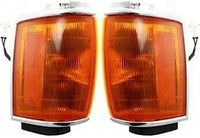 Set Of 2 Front Corner Light Assembly With Chrome Trim Left Driver & Right Passenger Side Direct Replacement Compatible With 1987-1988 Toyota Pickup / 1987-1989 Toyota 4Runner