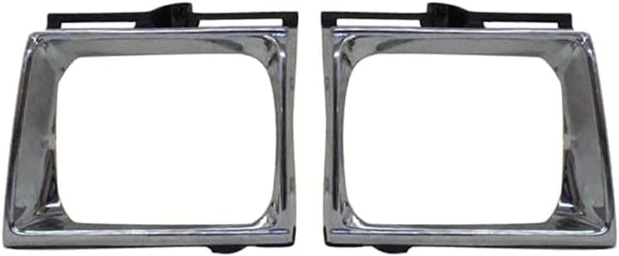 Set Of 2 Front Headlight Door Bezel Chrome Left Driver & Right Passenger Side Direct Replacement Compatible With 1989-1991 Toyota Pickup TO2513113 TO2512111 5313189121 5313289120