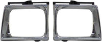 Set Of 2 Front Headlight Door Bezel Chrome Left Driver & Right Passenger Side Direct Replacement Compatible With 1989-1991 Toyota Pickup TO2513113 TO2512111 5313189121 5313289120