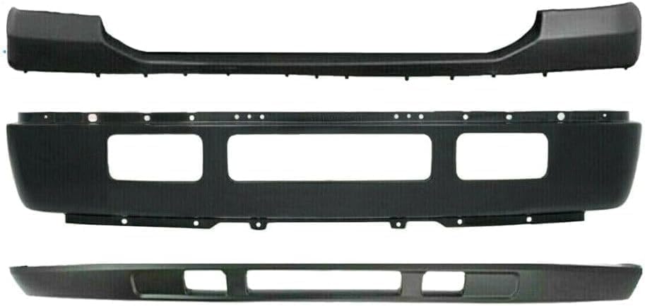 Front Bumper Face Bar Steel + Upper Cover Primed + Lower Valance Textured Direct Replacement Compatible With 2005-2007 Ford F-250 / F-350 Super Duty FO1002393 FO1095219 FO1057292
