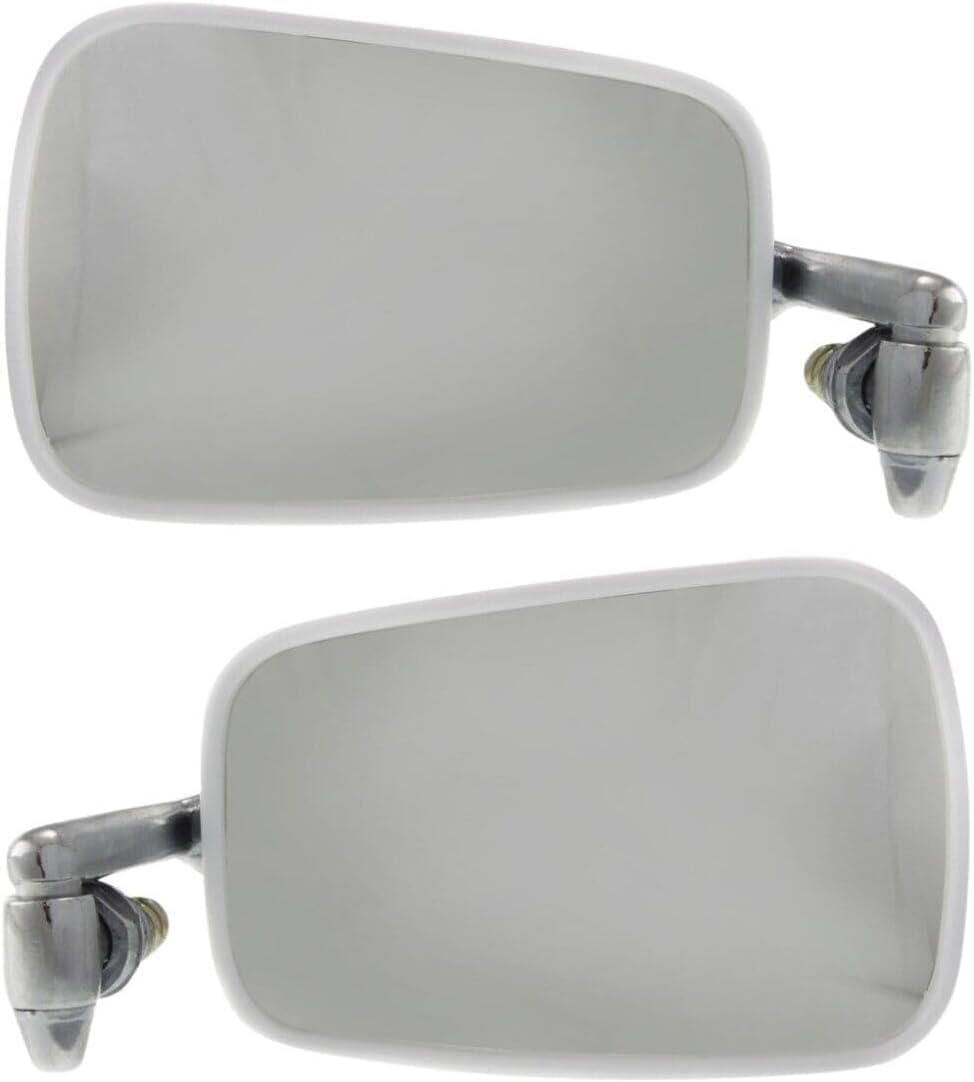 AUTOS PARTS PLUS Set Of 2 Front Mirror Manual Adjust Non-Folding Non-Heated Chrome Left Driver & Right Passenger Side Direct Replacement Compatible With 1968-1977 Volkswagen Beetle VW1320101 VW1321101
