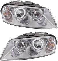 Set Of 2 Front Head Light Assembly Plastic Left Driver & Right Passenger Side Direct Replacement Compatible With 2004-2007 Volkswagen Touareg VW2503132 VW2502132
