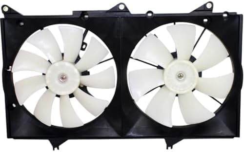 Front Radiator Dual Fan Assembly Plastic Direct Replacement Compatible with 2002-2003 Lexus ES300 / 2002-2006 Toyota Camry TO3115129 163630A180 167110A170 163610A120
