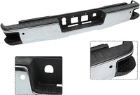 Rear Bumper Assembly Chrome Steel With Sensor Holes & Corner Hole Direct Replacement Compatible With 2014-2018 Chevrolet Silverado/GMC Sierra 1500 Pickup GM1103175 GM1103179