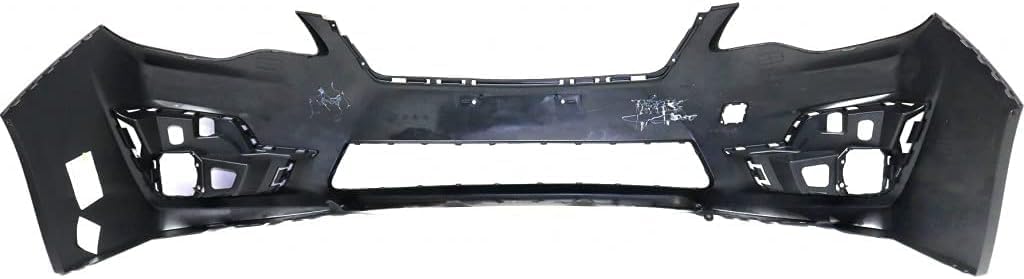 Front Bumper Cover Primed + Upper Grilles Textured Black Shell & Insert With Chrome Moldings+ Head Lights Left & Right Side Direct Replacement Compatible With 2015-2016 Subaru Impreza