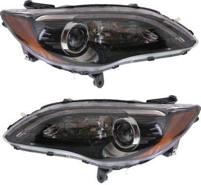 Set Of 2 Front Headlight Assembly Black Interior With Chrome Insert Right Passenger & Left Driver Side Direct Replacement Compatible With 2011-2014 Chrysler 200 68088066AG-PFM