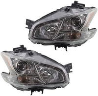Set Of 2 Front Head Light Assembly With Clear Lens Left Driver & Right Passenger Side Direct Replacement Compatible With 2009-2014 Nissan Maxima NI2502186 NI2503186