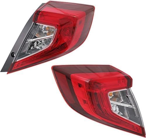 Set Of 2 Tail Light Outer Assembly Right Passenger & Left Driver Side Direct Replacement Compatible With 2016-2021 Honda Civic HO2805110 HO2804110 33500TBAA01 33550TBAA01