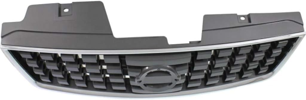 Front Grille Chrome Shell With Painted Dark Silver Black Insert Plastic Direct Replacement Compatible With 2008-2009 Nissan Sentra NI1200248 62070ZE90A