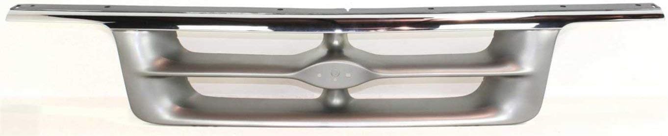 Front Grille Chrome Shell With Painted Silver Gray Insert Plastic Direct Replacement Compatible With 1995-1997 Ford Ranger FO1200317 F57Z8200KK