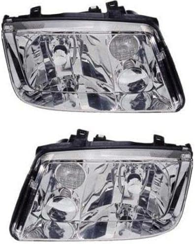 Set Of 2 Front Head Light Lens And Housing Without Fog Lights Right & Left Side Direct Replacement Compatible With 1999-2002 Volkswagen Jetta 1J5941017AJ-PFM 1J5941018AJ-PF