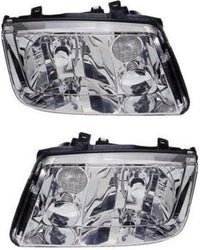 Set Of 2 Front Head Light Lens And Housing Without Fog Lights Right & Left Side Direct Replacement Compatible With 1999-2002 Volkswagen Jetta 1J5941017AJ-PFM 1J5941018AJ-PF