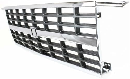 Front Grille Assembly Chrome Shell And Painted Gray Insert Plastic Direct Replacement Compatible With 1992-1996 Chevrolet G-Series Van GM1200241