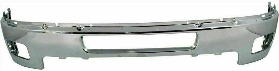 Front Bumper Chrome + Lower Valance Air Deflector + Extension Textured + Impact Brackets LH & RH Side Direct Replacement Compatible With Chevrolet Silverado 2500HD 3500HD 2011-2014
