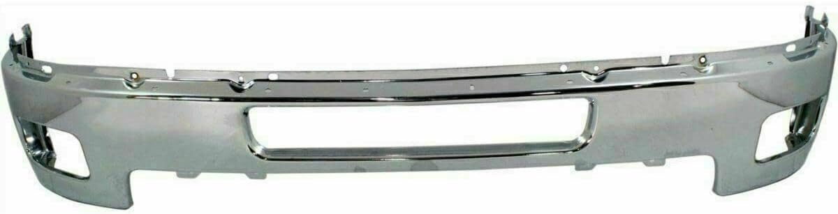 Front Bumper Chrome + Lower Valance Air Deflector + Extension Textured + Impact Brackets LH & RH Side Direct Replacement Compatible With Chevrolet Silverado 2500HD 3500HD 2011-2014