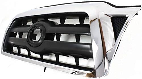 Front Grille Assembly Chrome Shell With Primed Insert Plastic Direct Replacement Compatible With 2005-2008 Toyota Tacoma TO1200268 5310004360