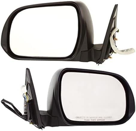 Set Of 2 Front Power Mirror Manual Folding Heated Primed Plastic Right Passenger & Left Driver Side Direct Replacement Compatible With 2008-2013 Toyota Highlander TO1320246 TO1321246