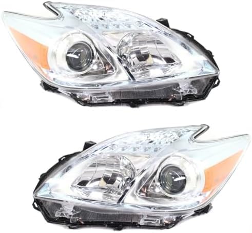 Set Of 2 Front Headlight Lens And Housing Right Passenger & Left Driver Side Direct Replacement Compatible With 2010-2011 Toyota Prius TO2518122 TO2519122 8117047211 8113047211