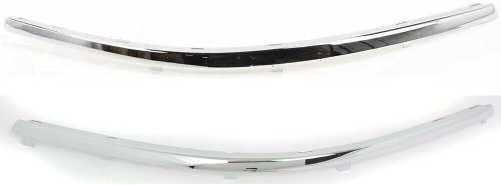 Set Of 2 Front Bumper Upper Molding Chrome Left Driver & Right Passenger Side Direct Replacement Compatible With 2001-2005 Volkswagen Passat VW1046102 VW1047102 3B08072442ZZ