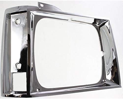 Set Of 2 Front Head Light Door Bezel Chrome Left Driver & Right Passenger Side Direct Replacement Compatible With 1982-1990 Chevrolet S10 Pickup GM2513121 GM2512121 15591586 15591585