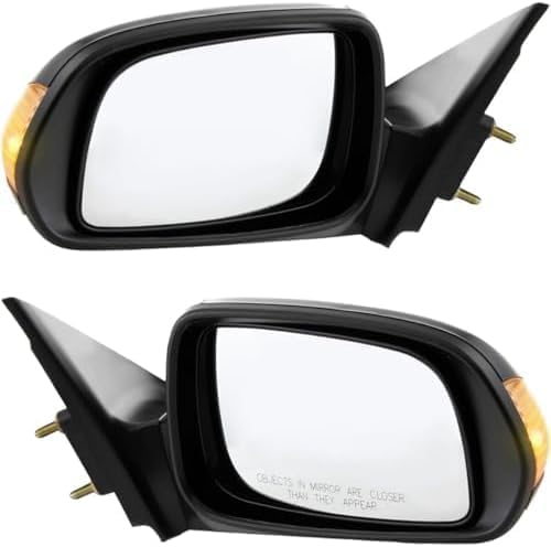 Set Of 2 Front Power Mirror Non-Folding Non-Heated Primed Plastic Left Driver & Right Passenger Side Direct Replacement Compatible With 2005-2010 Scion tC SC1320102 SC1321102