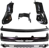 Front Bumper Steel Primed Without Bracket + Upper Cover + Lower Valance Air Deflector Textured Gray + Set Of 3 Bracket Direct Replacement Compatible With 2000-2006 Chevrolet Tahoe