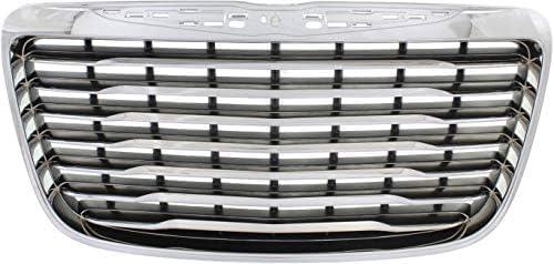 Front Grille Chrome Shell With Painted Black Insert Plastic With Chrome Trim Direct Replacement Compatible With 2011-2014 Chrysler 300 CH1200351 68127942AE