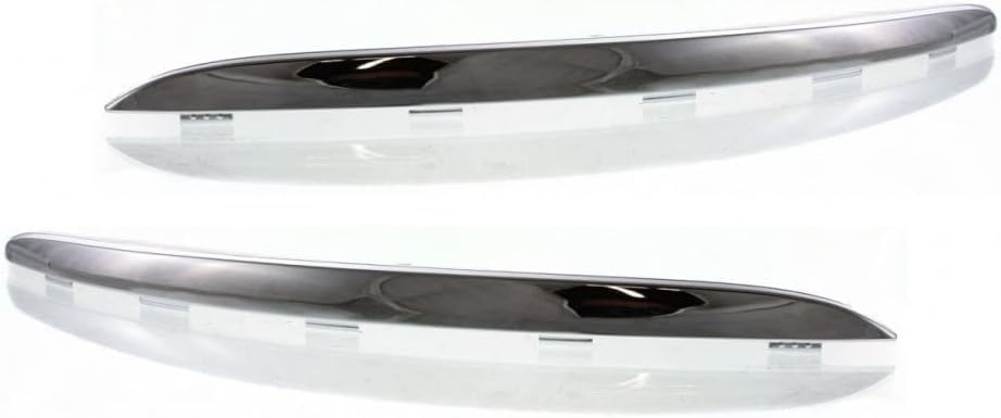 Set Of 2 Front Bumper Molding Chrome Plastic Left Driver & Right Passenger Side Direct Replacement Compatible With 2005-2010 Volkswagen Jetta VW1213100 VW1212100