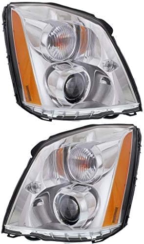 Set Of 2 Front Head Light Assembly Plastic Lens And Housing Left Driver & Right Passenger Side Direct Replacement Compatible With 2006-2011 Cadillac DTS GM2503275 GM2502275