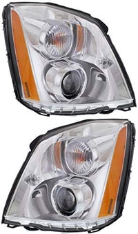 Set Of 2 Front Head Light Assembly Plastic Lens And Housing Left Driver & Right Passenger Side Direct Replacement Compatible With 2006-2011 Cadillac DTS GM2503275 GM2502275