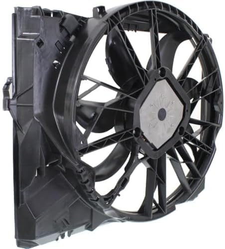 Front Radiator Single Fan Assembly Plastic Without Turbo Direct Replacement Compatible with 2006-2013 BMW 3-Series / 2008-2013 128i BM3117101 17427562080