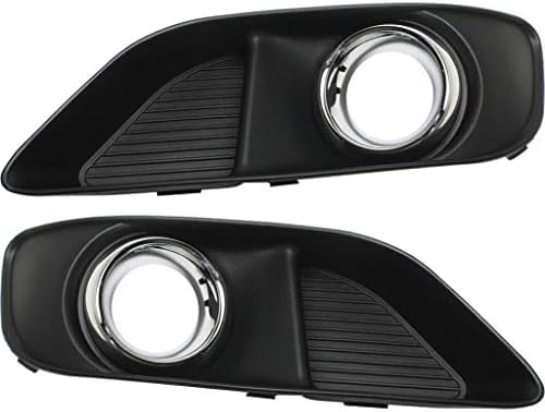 Set Of 2 Front Fog Light Molding Primed Plastic With Chrome Trim Left Driver & Right Passenger Side Direct Replacement Compatible With 2012-2014 Chrysler 300 CH1039150 CH1038150