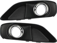 Set Of 2 Front Fog Light Molding Primed Plastic With Chrome Trim Left Driver & Right Passenger Side Direct Replacement Compatible With 2012-2014 Chrysler 300 CH1039150 CH1038150