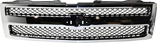 Front Grille Chrome Shell With Textured Insert + Bumper Outer Fillers Left & Right Side Direct Replacement Compatible With 2007-2013 Chevrolet Silverado 1500 GM1200572 GM1088172