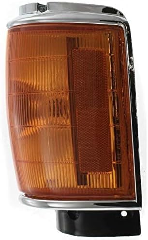 Set Of 2 Front Corner Light Assembly With Chrome Trim Left Driver & Right Passenger Side Direct Replacement Compatible With 1984-1986 Toyota Pickup TO2521116 TO2520114
