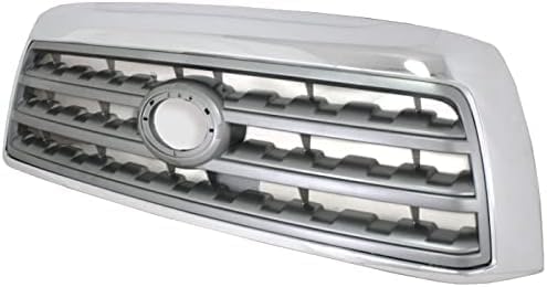 Front Grille Assembly Chrome Shell With Silver Insert Plastic Direct Replacement Compatible With 2008-2017 Toyota Sequoia TO1200329 531000C190