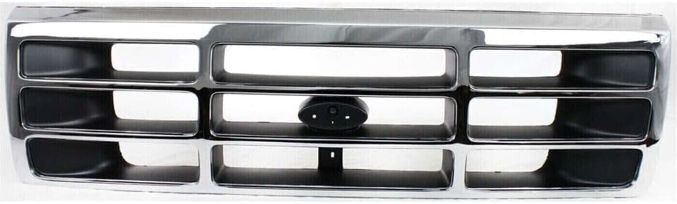 Front Bumper + Molding + Grille + Header Panel + Lower Valance + Bracket + Headlight Kit Left & Right Direct Replacement Compatible With 92-96 Ford F-150 Bronco / 92-97 F-250 F-350