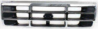 Front Bumper + Molding + Grille + Header Panel + Lower Valance + Bracket + Headlight Kit Left & Right Direct Replacement Compatible With 92-96 Ford F-150 Bronco / 92-97 F-250 F-350